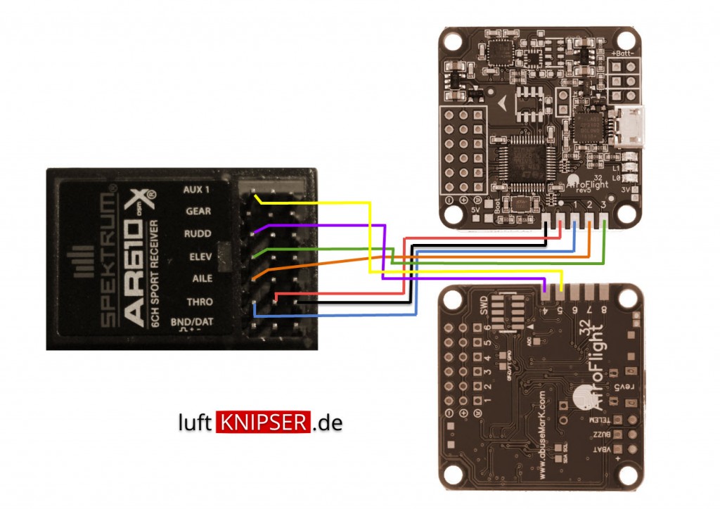 Naze32 und Spektrum AR610 verbinden